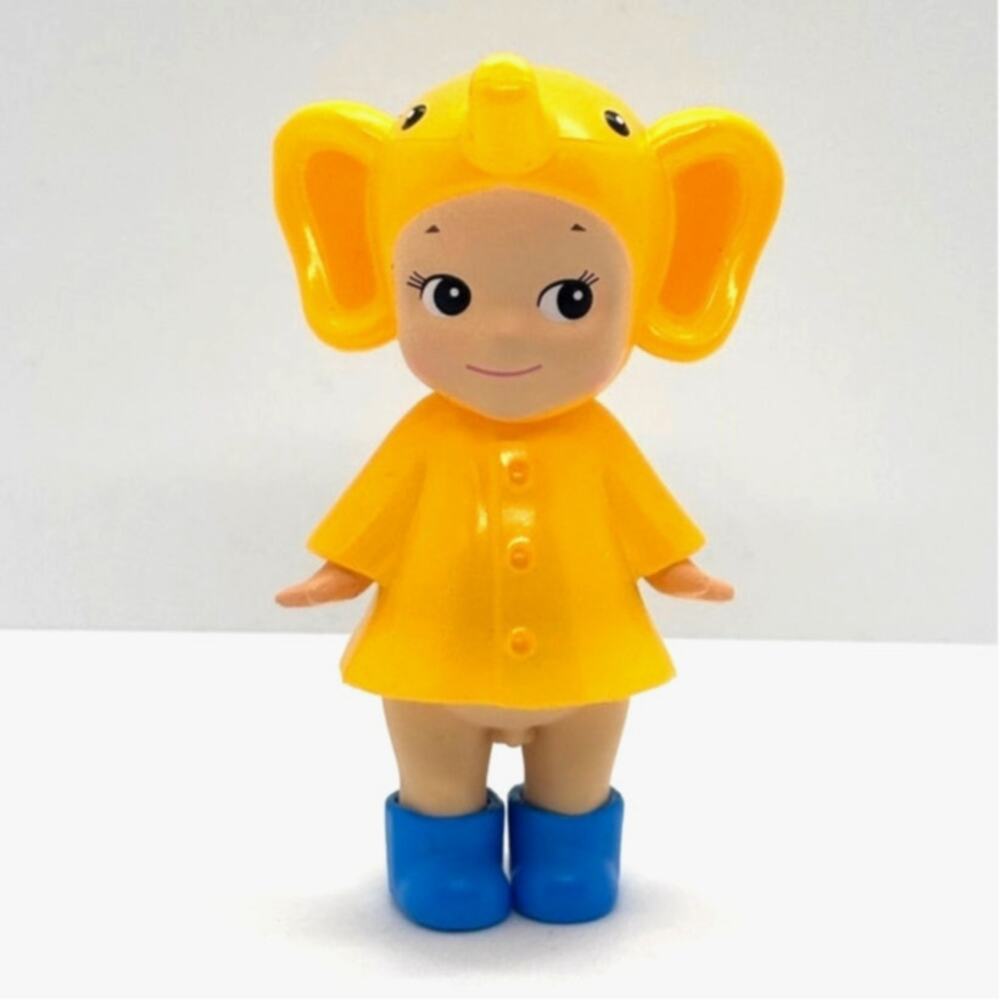 New Unbranded Collectible Mini Figure, Elephant in Raincoat Costume, Open Box
